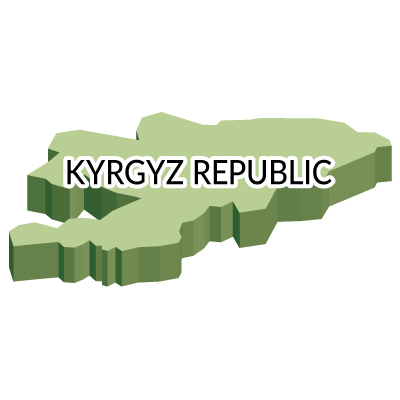 キルギス共和国無料フリーイラスト｜英語・立体(緑)